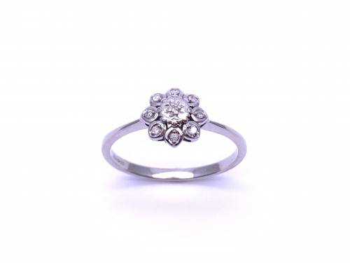 9ct White Gold Diamond Cluster Ring