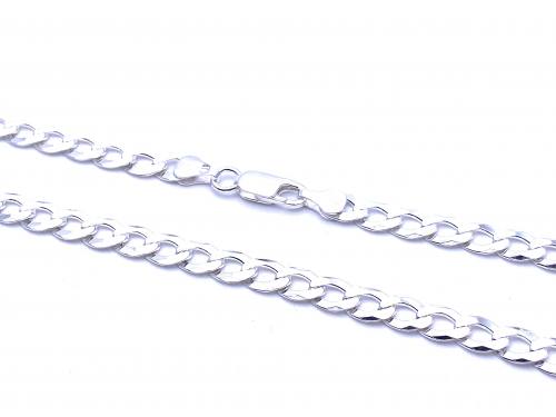 Silver Flat Open Curb Necklet 22 Inch