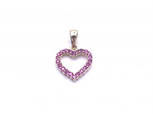 9ct Yellow Gold Ruby Heart Pendant