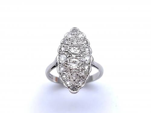 An Old Marquise Shaped Diamond Cluster Ring