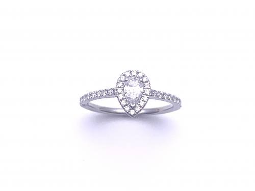 Platinum Pear Shaped Diamond Cluster Ring 0.65ct