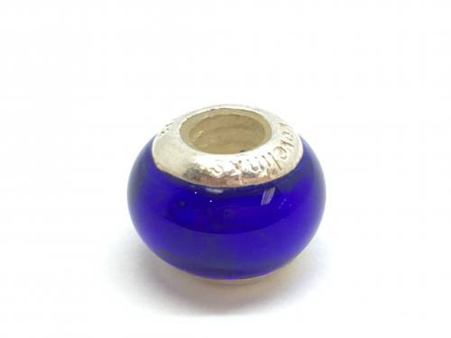 Lovelinks Royal Blue And Silver Glass Bead
