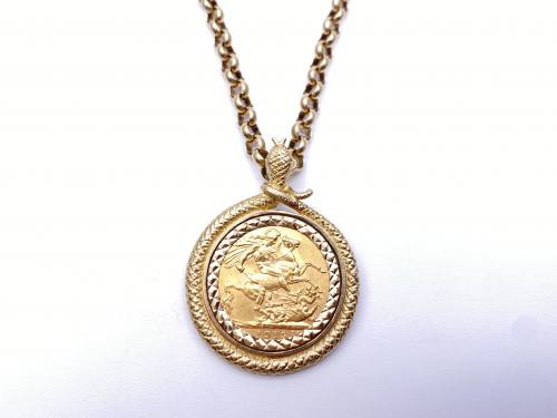 Full Sovereign With 9ct Chain & Mount