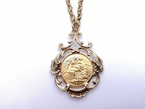 Full Sovereign With 9ct Chain & Mount