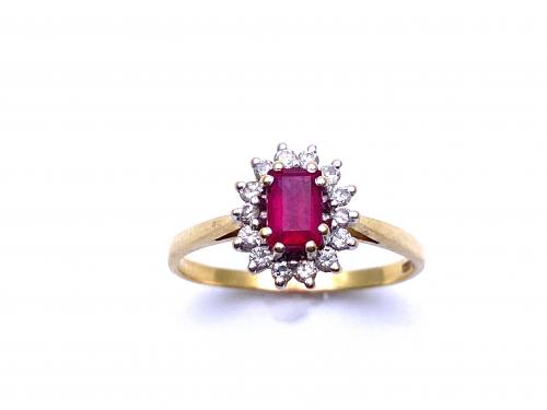 18ct Synthetic Ruby & Diamond Ring