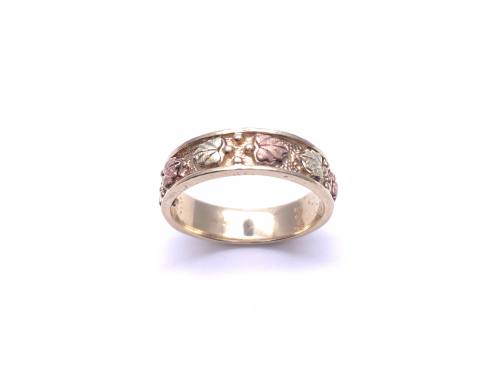 9ct Yellow & Rose Gold Leaf Band