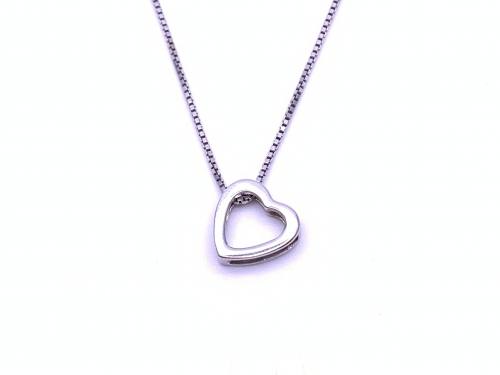 9ct White Gold Heart Pendant & Chain