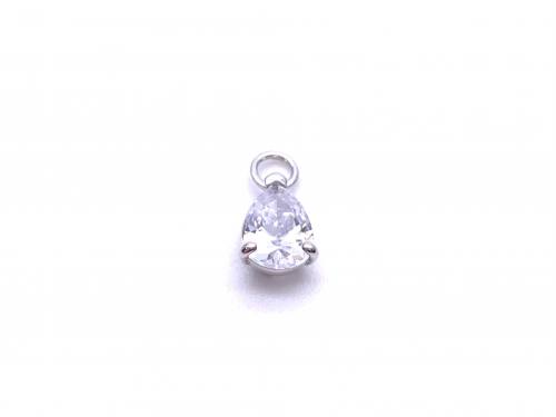 9ct White Gold Pear CZ Earring Charm