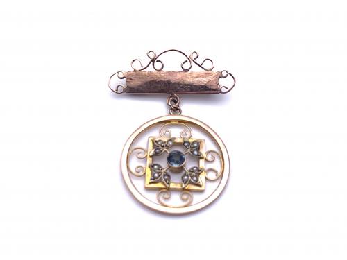 An Old Blue Paste Stone and Seed Pearl Brooch