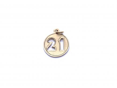 9ct Yellow Gold 21st Disc Charm
