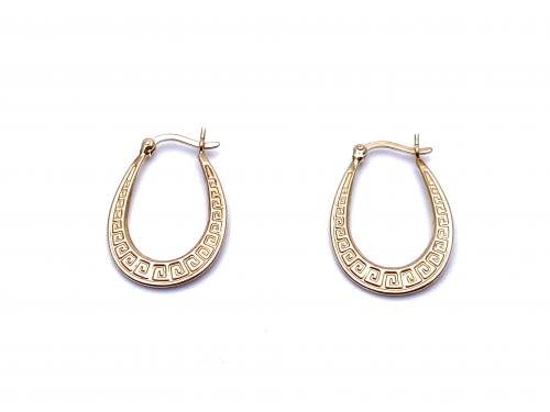 9ct Greek Key Design Hoop Earrings