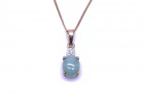 9ct Jade & Diamond Pendant & Chain