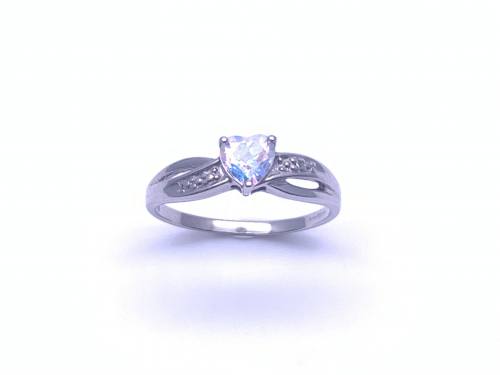 9ct Mystic Topaz Heart & Diamond Ring