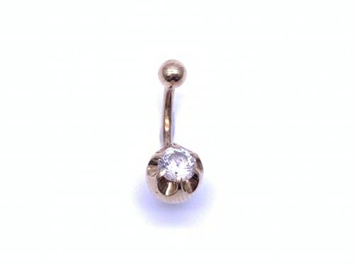 9ct Yellow Gold CZ Belly Bar