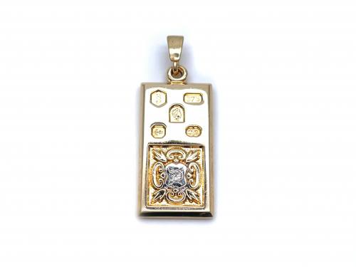 9ct 2 Colour Diamond Ingot Pendant