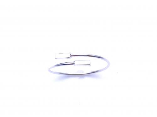 Silver Crossover Rectangle Detail Ring