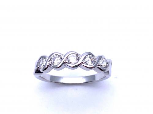 Silver CZ 5 Stone Eternity Ring
