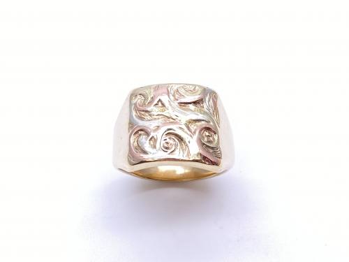 9ct 3 Colour Patterned Signet Ring