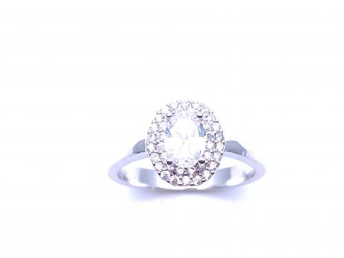 Silver CZ Oval Cluster Ring