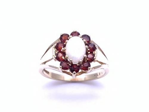 9ct Opal & Garnet Cluster Ring