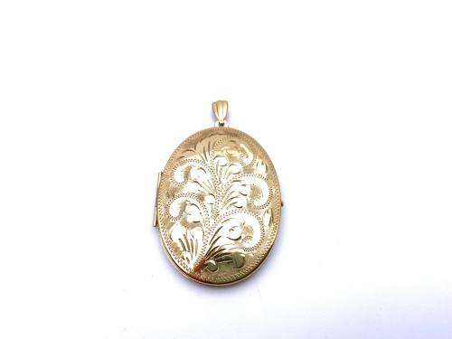 9ct Patterned Oval Locket