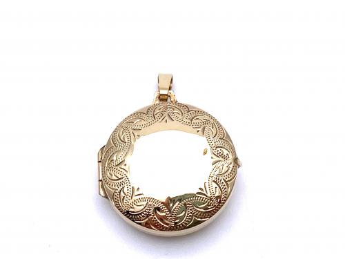 9ct Yellow Gold Round Patterned Locket
