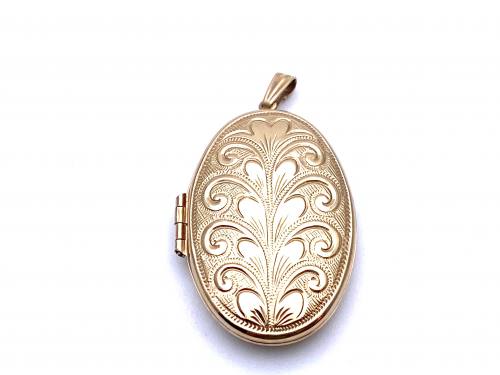 9ct Yellow Gold Oval Patterned Locket