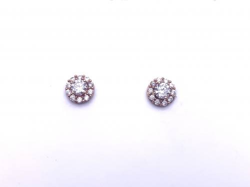 9ct Rose Gold CZ Cluster Stud Earrings