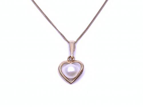 9ct Yellow Gold Pearl Pendant & Chain