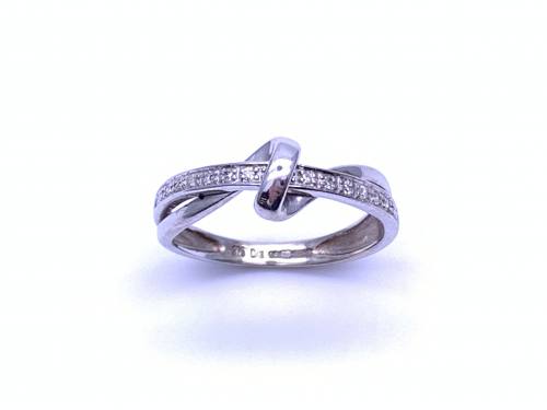 9ct White Gold Diamond Knot Ring
