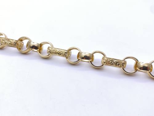 9ct Yellow Gold Square & Round Linked Bracelet