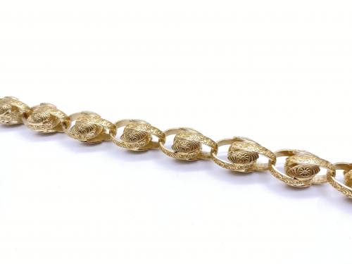 9ct Yellow Gold Tulip Style Bracelet 9 inch