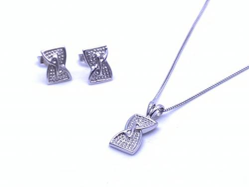 9ct Diamond Pendant & Earrings Set