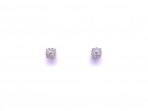 18ct White Gold Diamond Cluster Earrings 0.50ct