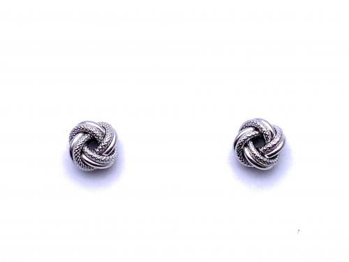 Silver Twisted Knot Stud Earrings 7mm