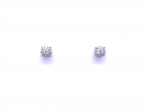 9ct White Gold Diamond Cluster Earrings 0.27ct