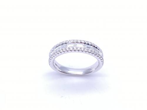 Platinum Baguette & Round Diamond Ring 1.01ct