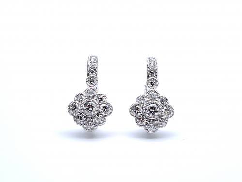 18ct White Gold Diamond Drop Earrings 0.82ct