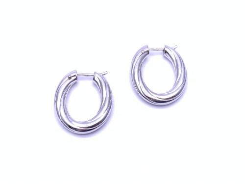 9ct White Gold Twisted Hoop Earrings