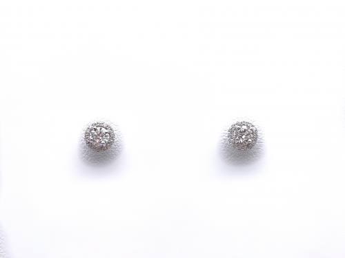 18ct White Gold Diamond Cluster Earrings 0.36ct