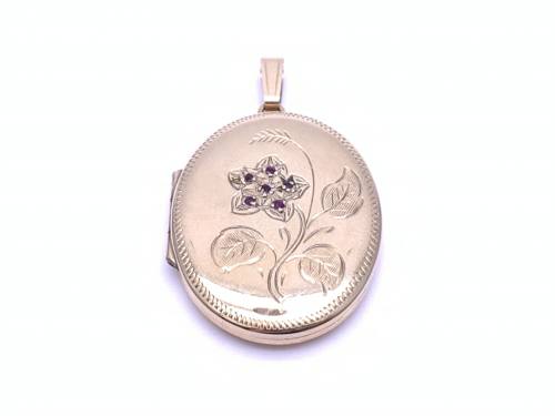 9ct Yellow Gold Synthetic Ruby Locket