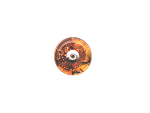 Silver Bead Amber Ring