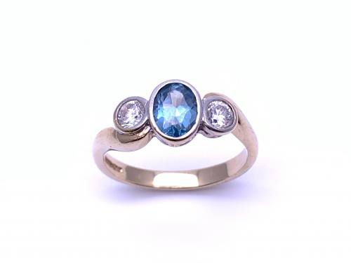 9ct Blue Synthetic Spinel & CZ Ring