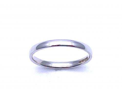 9ct White Gold Soft Court Wedding Ring 2mm