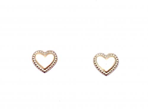 9ct Yellow Gold Heart Stud Earrings 7mm