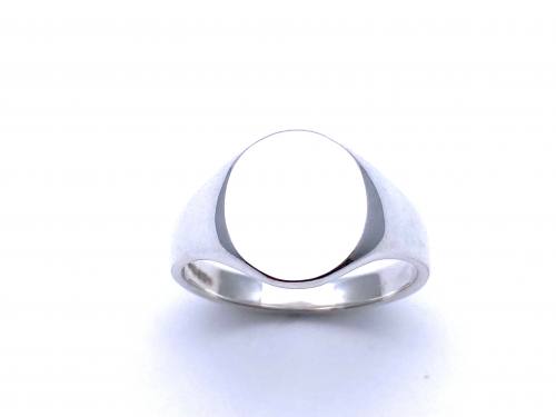 Silver Oval Plain Signet Ring 14x12mm