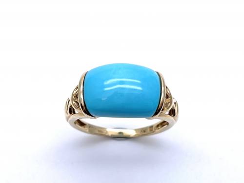 9ct Yellow Gold Blue Howlite Ring
