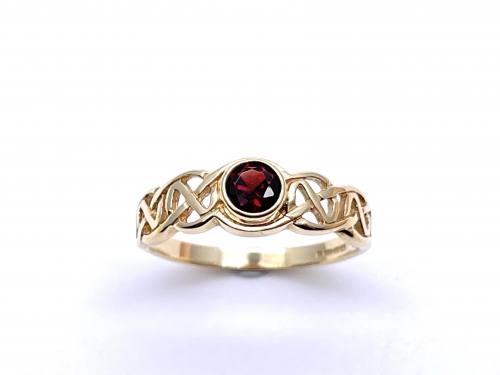 9ct Celtic Style Garnet Solitaire Ring