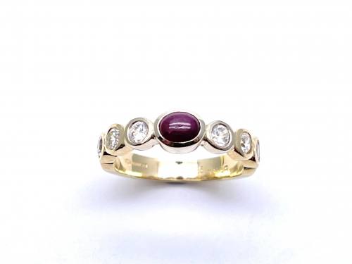 14ct Yellow Gold Ruby & CZ Ring