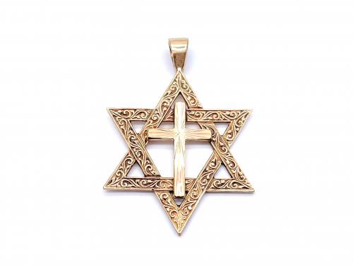 9ct Star of David With Cross Pendant